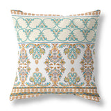 18" X 18" Orange And Teal Zippered Geometric Indoor Outdoor Throw Pillow