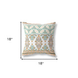 18" X 18" Orange And Teal Zippered Geometric Indoor Outdoor Throw Pillow