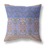 18" X 18" Purple And Blue Zippered Geometric Indoor Outdoor Throw Pillow