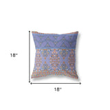 18" X 18" Purple And Blue Zippered Geometric Indoor Outdoor Throw Pillow