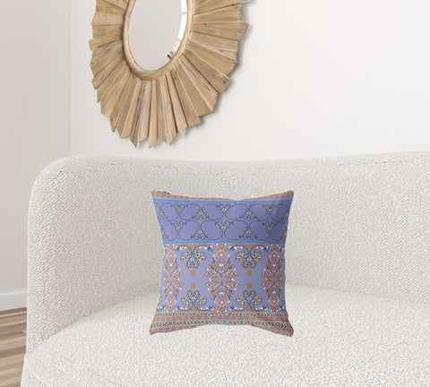 18" X 18" Purple And Blue Zippered Geometric Indoor Outdoor Throw Pillow