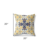 20"x20" Yellow And Blue Zippered Suede Geometric Throw Pillow