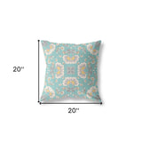 18" X 18" Green And White Zippered Geometric Indoor Outdoor Throw Pillow