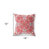 18" X 18" Red Zippered Geometric Indoor Outdoor Throw Pillow