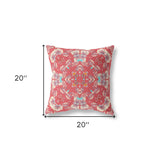 18" X 18" Red Zippered Geometric Indoor Outdoor Throw Pillow