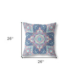 18" X 18" Blue And Pink Zippered Geometric Indoor Outdoor Throw Pillow Cover & Insert