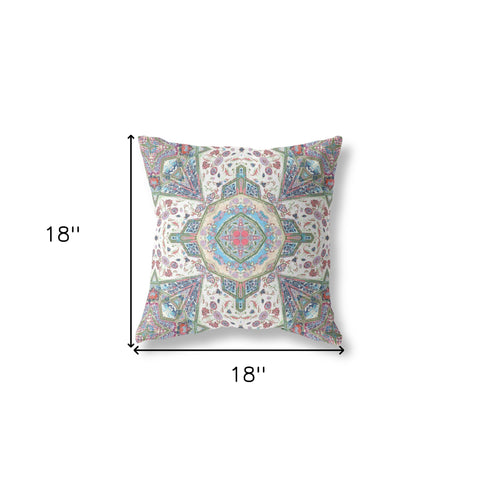 18" X 18" Pink And Green Zippered Geometric Indoor Outdoor Throw Pillow Cover & Insert