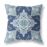 18" X 18" Indigo Zippered Geometric Indoor Outdoor Throw Pillow Cover & Insert