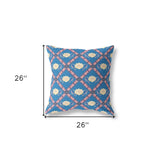 18"x18" Blue Yellow Pink Zippered Broadcloth Geometric Throw Pillow