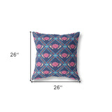 18"x18" Indigo Pink Zippered Broadcloth Geometric Throw Pillow