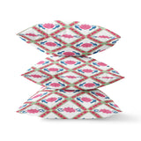 16" X 16" Pink And White Zippered Geometric Indoor Outdoor Throw Pillow