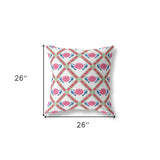 18"x18" Pink Blue White Zippered Broadcloth Geometric Throw Pillow