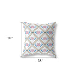 18"x18" White Blue Gray Zippered Broadcloth Geometric Throw Pillow