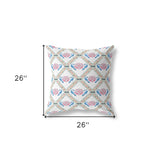 18"x18" White Blue Gray Zippered Broadcloth Geometric Throw Pillow