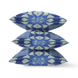 16" X 16" Dark Blue Zippered Geometric Indoor Outdoor Throw Pillow