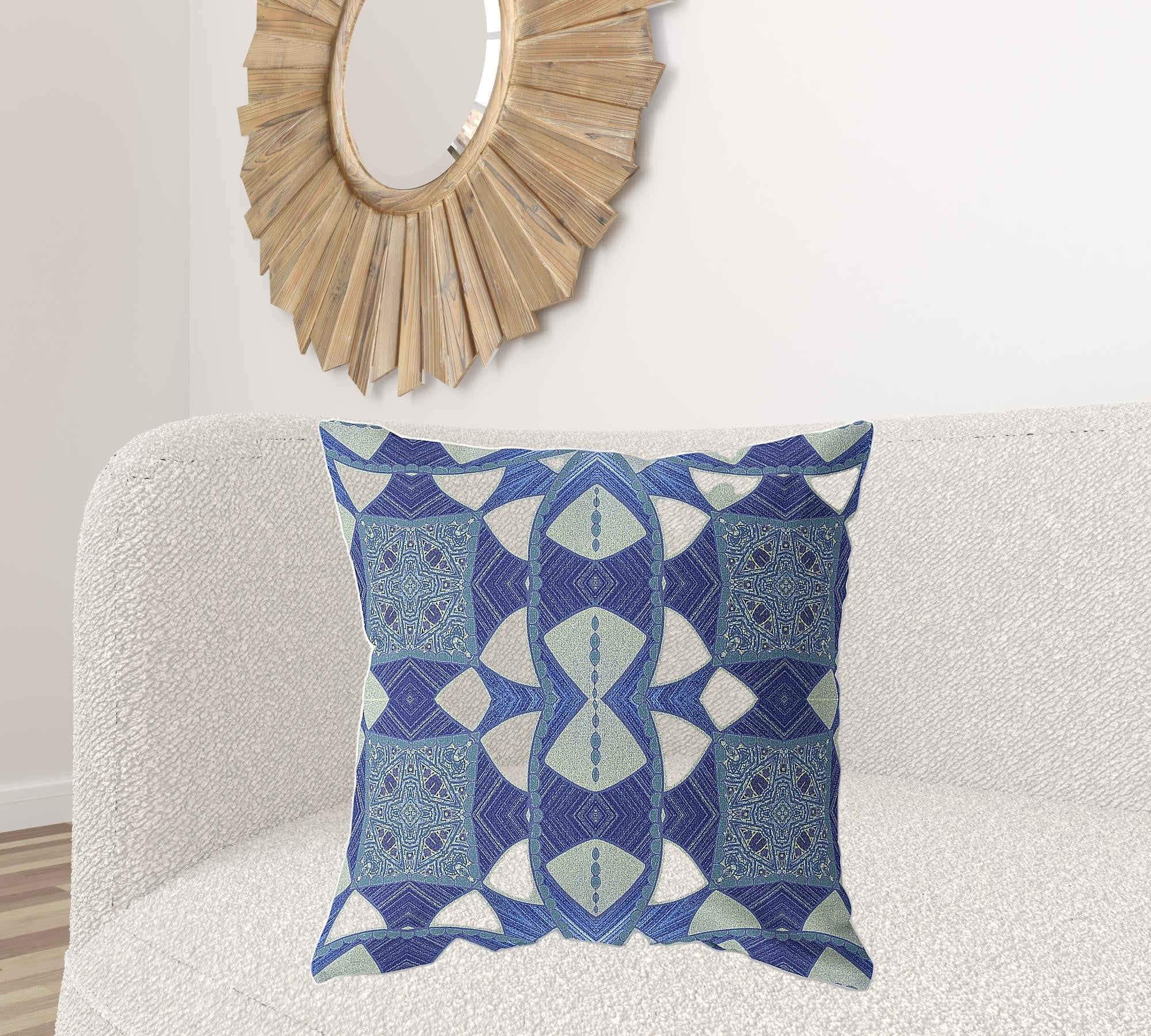 18"x18" Dark Muted Blue Zippered Broadcloth Geometric Throw Pillow