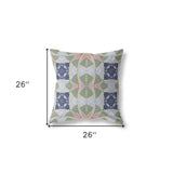 18"x18" Green Pink Indigo Zippered Broadcloth Geometric Throw Pillow