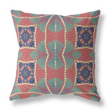 18"x18" Red Green Indigo Zippered Broadcloth Geometric Throw Pillow