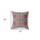 18"x18" Red Green Indigo Zippered Broadcloth Geometric Throw Pillow