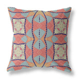 18"x18" Red Orange Indigo Zippered Broadcloth Geometric Throw Pillow