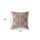 18"x18" Red Orange Indigo Zippered Broadcloth Geometric Throw Pillow