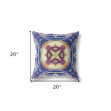 18"x18" Blue Muted Orange Cream Zippered Broadcloth Geometric Throw Pillow