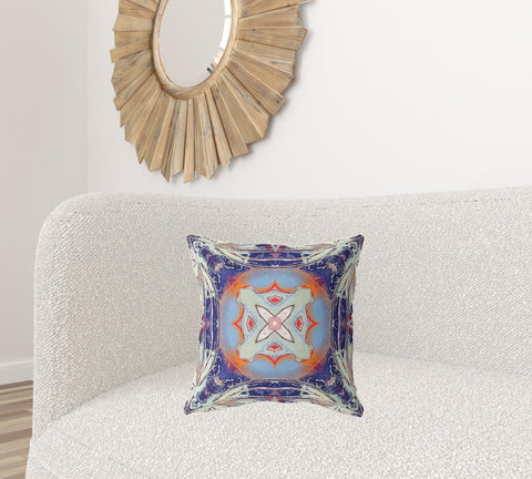 18"x18" Grey Blues and Orange Zip Broadcloth Geometric Throw Pillow