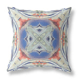 18"x18" Cream Peach Evening Blue Zippered Broadcloth Geometric Throw Pillow