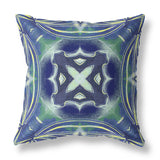 18"x18" Evening Blue Green Zippered Broadcloth Geometric Throw Pillow