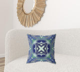 18"x18" Evening Blue Green Zippered Broadcloth Geometric Throw Pillow