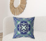 18"x18" Evening Blue Green Zippered Broadcloth Geometric Throw Pillow