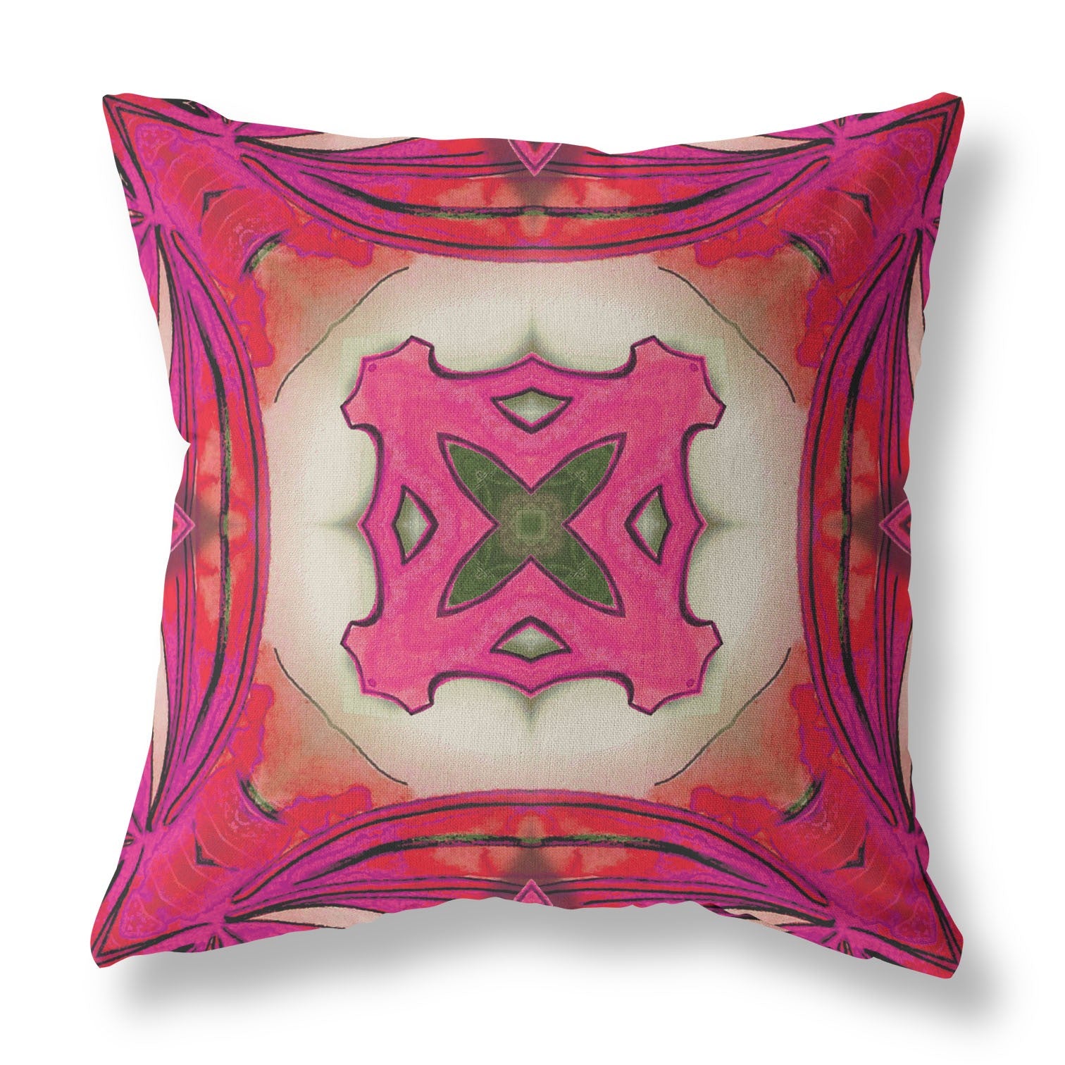 16"x16" Hot Pink Zippered Broadcloth Geometric Throw Pillow