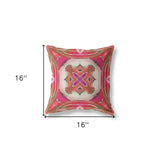 16"x16" Hot Pink Gray Zippered Broadcloth Geometric Throw Pillow