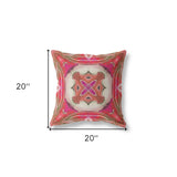 18"x18" Hot Pink Gray Zippered Broadcloth Geometric Throw Pillow