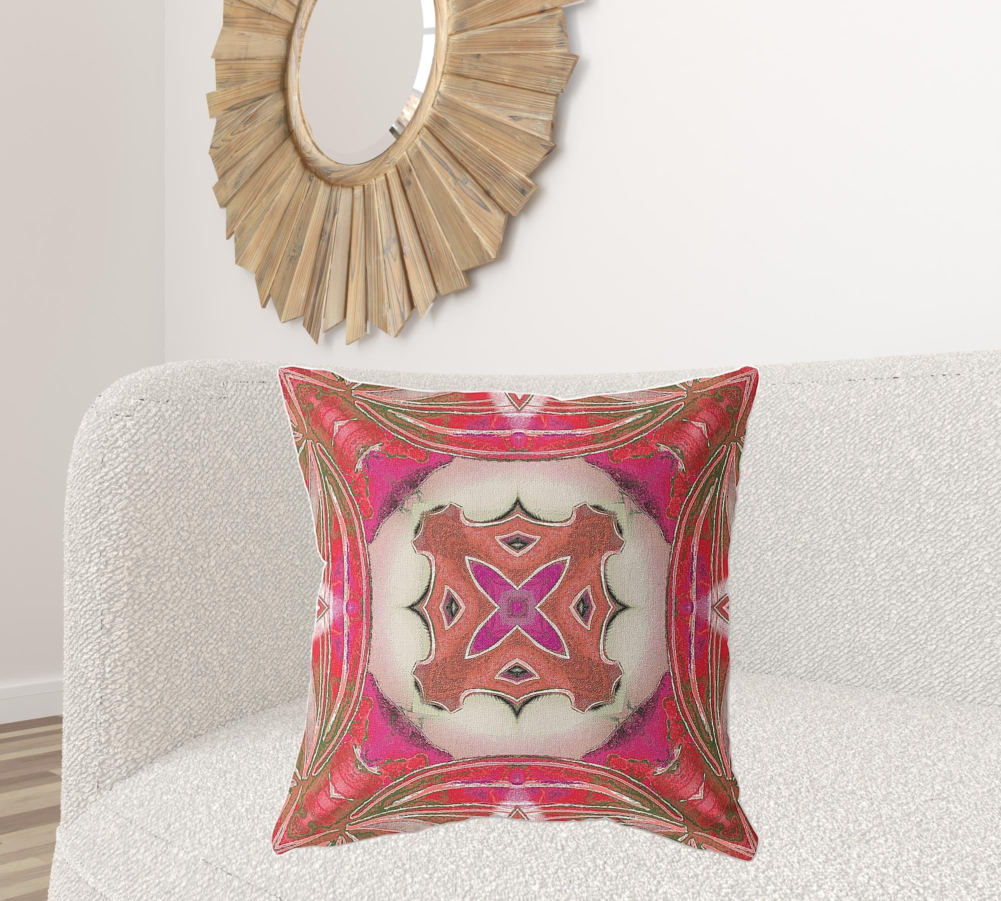 18"x18" Hot Pink Gray Zippered Broadcloth Geometric Throw Pillow