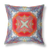 16"x16" Muted Blue Hot Orange Zippered Broadcloth Geometric Throw Pillow