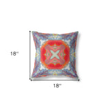 18"x18" Muted Blue Hot Orange Zippered Broadcloth Geometric Throw Pillow