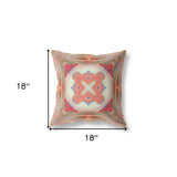 18"x18" Muted Green Pink Peach Red Zippered Broadcloth Geometric Throw Pillow