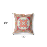 18"x18" Muted Green Pink Peach Red Zippered Broadcloth Geometric Throw Pillow