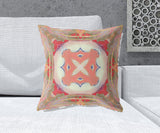 18"x18" Muted Green Pink Peach Red Zippered Broadcloth Geometric Throw Pillow