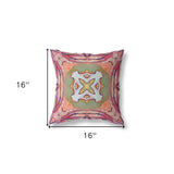 16"x16" Peach Magenta Green Zippered Broadcloth Geometric Throw Pillow