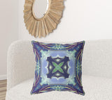 18"x18" Peacock Blue Light Blue Zippered Broadcloth Geometric Throw Pillow