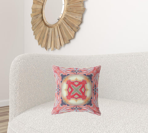 18"x18" Pink Peach Red Zippered Broadcloth Geometric Throw Pillow