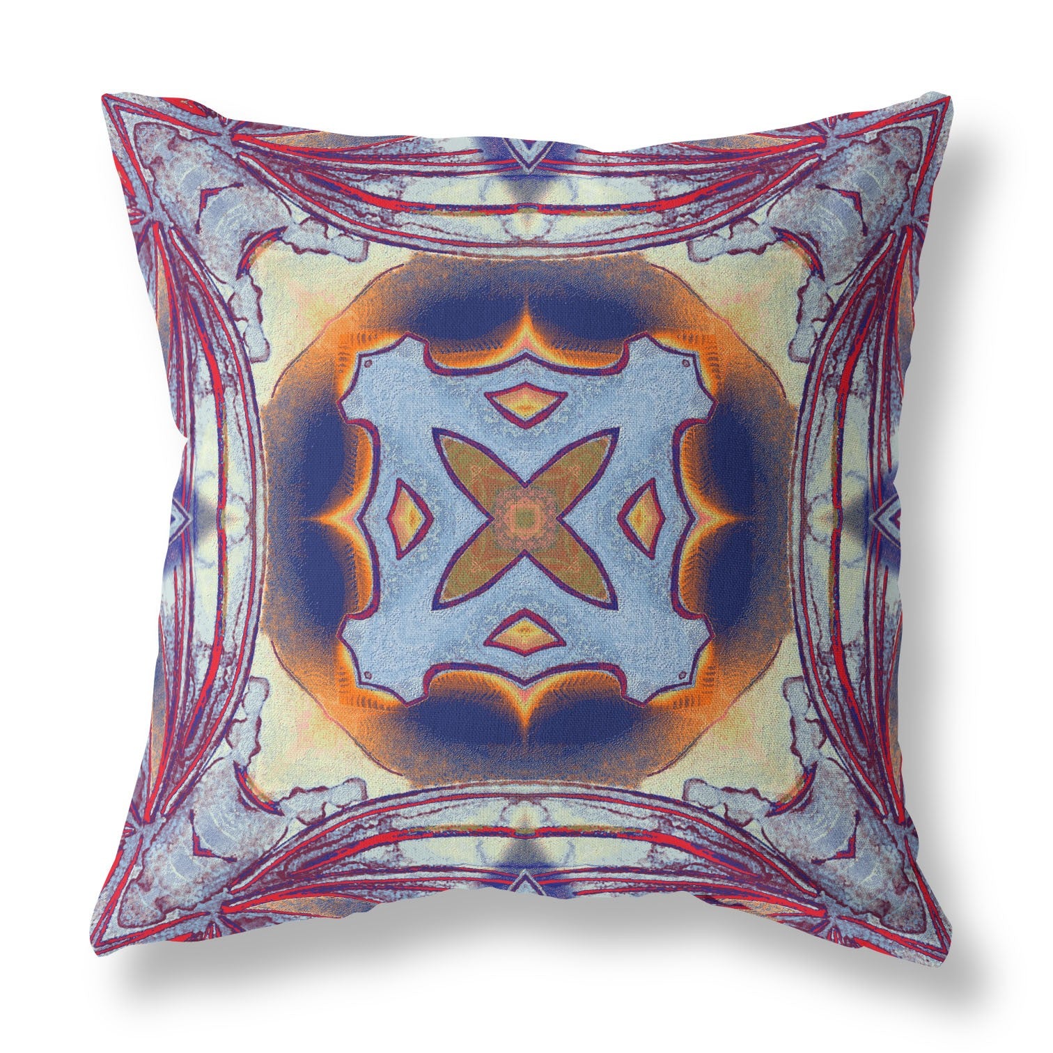 16"x16" Purple Peach Indigo Muted Yellow Zippered Broadcloth Geometric Throw Pillow