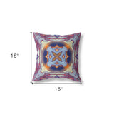 16"x16" Purple Peach Indigo Muted Yellow Zippered Broadcloth Geometric Throw Pillow