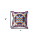 18"x18" Purple Peach Indigo Muted Yellow Zippered Broadcloth Geometric Throw Pillow