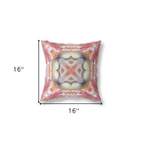 16"x16" Rustic Red Orange Zippered Broadcloth Geometric Throw Pillow