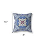 16"x16" Sky Blue Evening Blue Zippered Broadcloth Geometric Throw Pillow