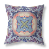 16"x16" Sky Blue Indigo Muted Peach Zippered Broadcloth Geometric Throw Pillow