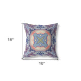 18"x18" Sky Blue Indigo Muted Peach Zippered Broadcloth Geometric Throw Pillow